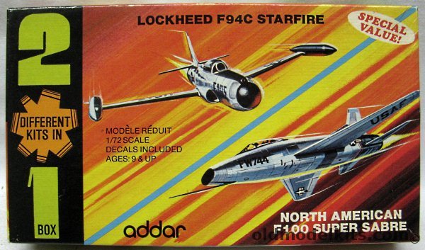 Addar 2 in 1 F-94C Starfire F-100 Super Sabre - (ex Aurora /  Comet), 902 plastic model kit